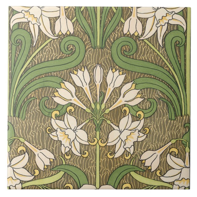 Art Nouveau Daffodils Tile (Front)