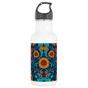 Art Nouveau daisies in blue and yellow 532 Ml Water Bottle