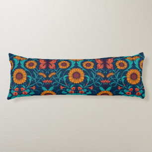Art Nouveau daisies in blue and yellow Body Pillow