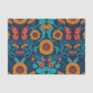 Art Nouveau daisies in blue and yellow Tissue Paper