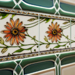 Art Nouveau Daisies Seamless florals Tile<br><div class="desc">This beautiful ceramic tile features a seamless floral pattern of daisies from the Art Nouveau era. The Art Nouveau movement was known for its intricate designs and organic shapes that were inspired by nature. The daisy flower symbolizes purity and innocence, making it a perfect gift for someone special. This tile...</div>