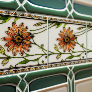 Art Nouveau Daisies Seamless florals Tile