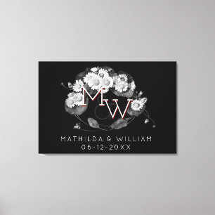 Art Nouveau Daisies Wreath Monogram to Personalize Canvas Print