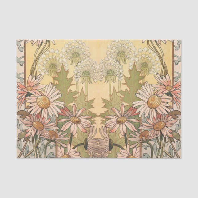 art nouveau daisy and dandelion 4 tissue paper (Front)