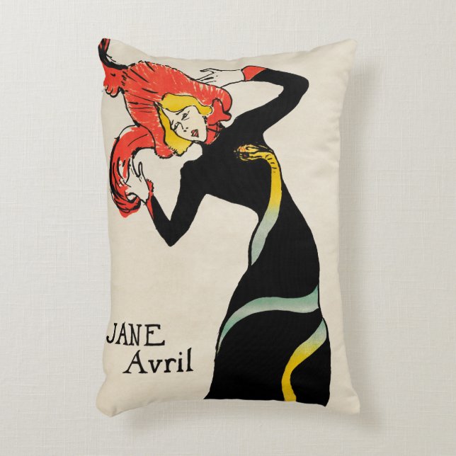 Art Nouveau Dancer Jane Avril by Toulouse Lautrec Accent Pillow (Front(Vertical))