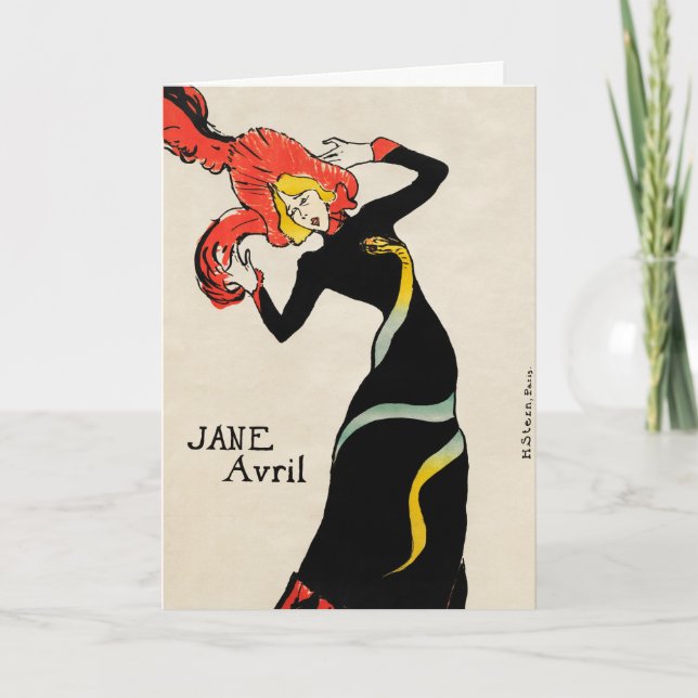 Art Nouveau Dancer Jane Avril by Toulouse Lautrec Card (Front)