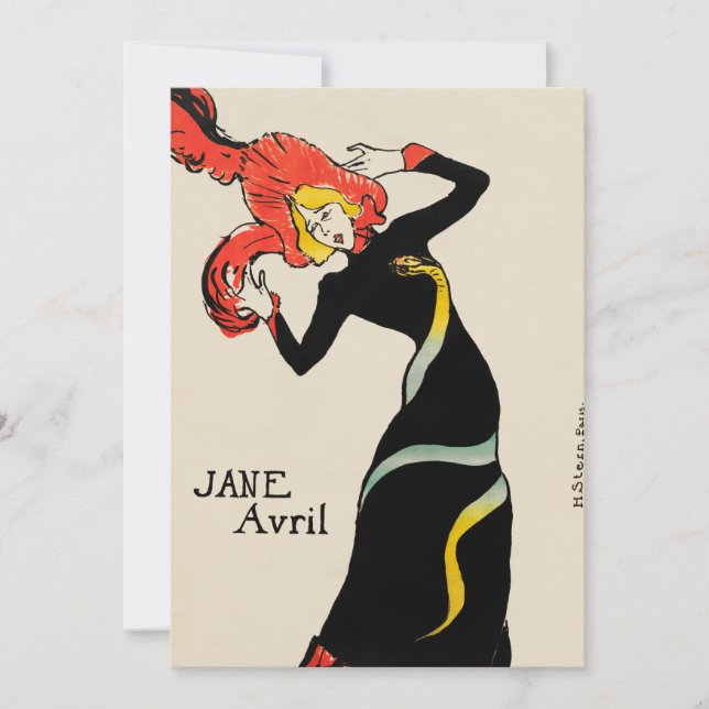 Art Nouveau Dancer Jane Avril by Toulouse Lautrec Invitation (Front)