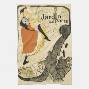 Art Nouveau Dancer Jane Avril by Toulouse Lautrec Kitchen Towel