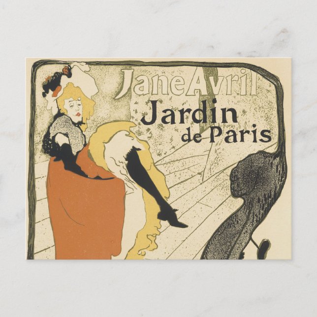 Art Nouveau Dancer Jane Avril by Toulouse Lautrec Postcard (Front)