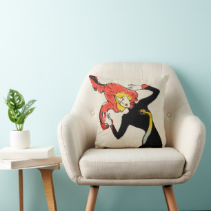 Art Nouveau Dancer Jane Avril by Toulouse Lautrec Throw Pillow