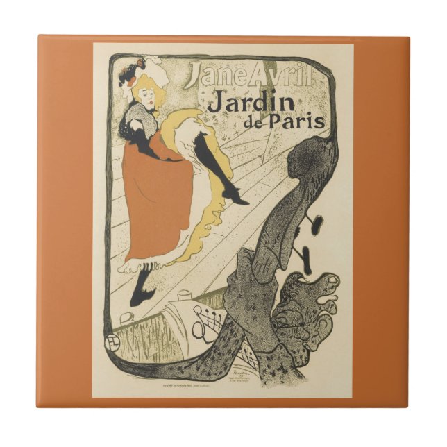 Art Nouveau Dancer Jane Avril by Toulouse Lautrec Tile (Front)