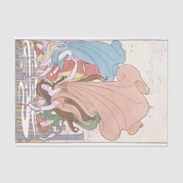 Art Nouveau Dancing Women Fairy Decoupage  Tissue Paper (Front)