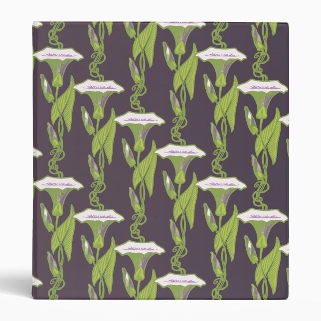 Art Nouveau dark Ipomoea floral wallpaper art Binder (Front)