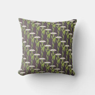 Art Nouveau dark Ipomoea floral wallpaper art Throw Pillow