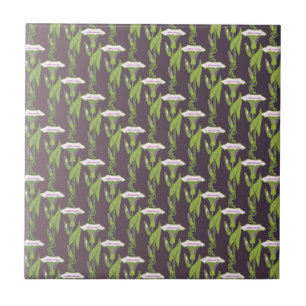 Art Nouveau dark Ipomoea floral wallpaper art Tile