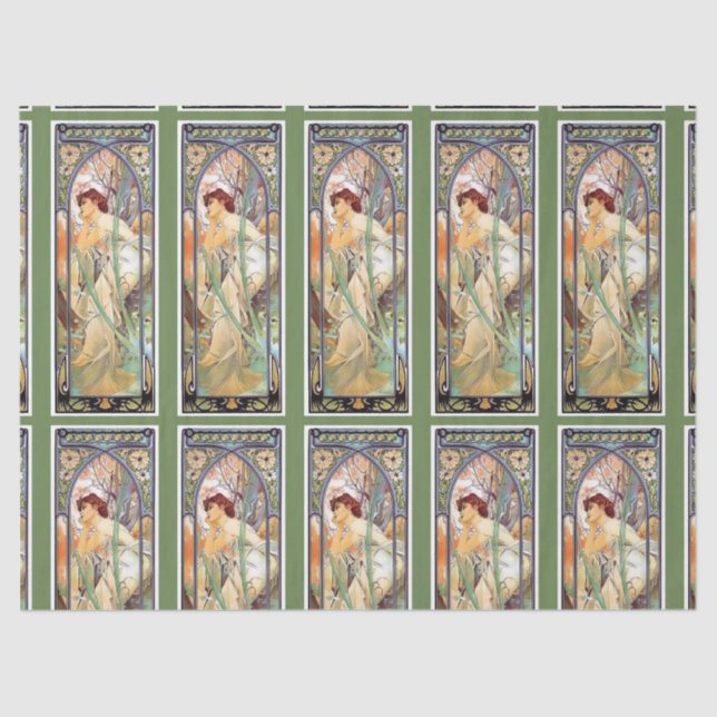 Art Nouveau de Mucha enveloppant le papier de soie (Recto)