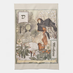 Art Nouveau December Winter Garden Illustration Kitchen Towel