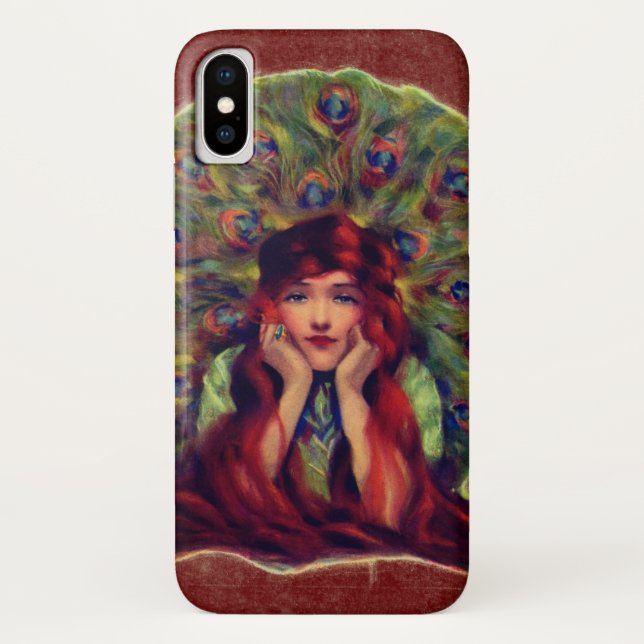 Art nouveau deco elegant woman peacock feathers  Case-Mate iPhone case (Back)