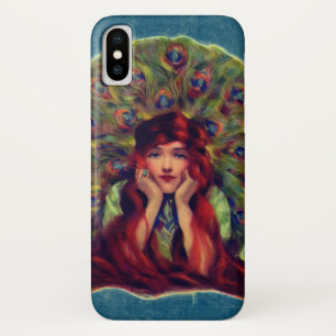 Art nouveau deco elegant woman peacock feathers  Case-Mate iPhone case