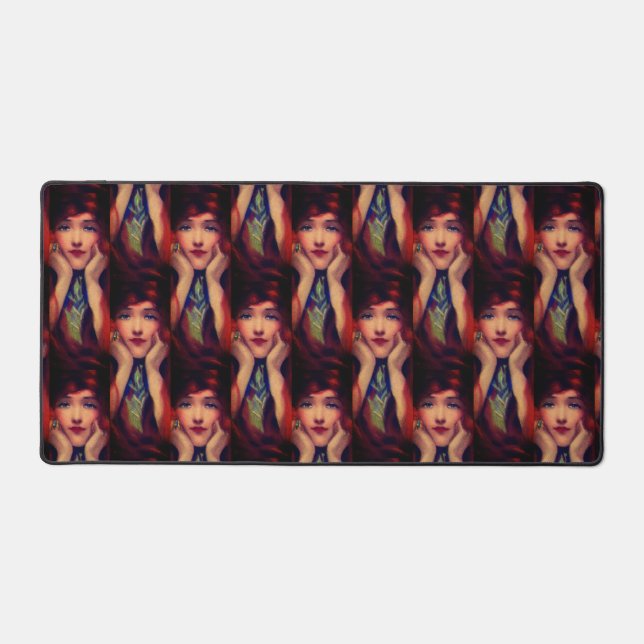 Art nouveau déco élégante femme rouge beauté (Recto)