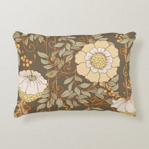 Art Nouveau: Decorative Floral Vintage. Accent Pillow