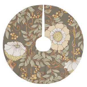 Art Nouveau: Decorative Floral Vintage. Brushed Polyester Tree Skirt