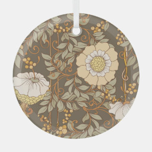 Art Nouveau: Decorative Floral Vintage. Glass Ornament