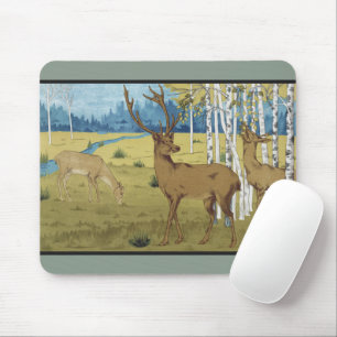 Art Nouveau Deer Forest Maurice Verneuil Art Mouse Pad