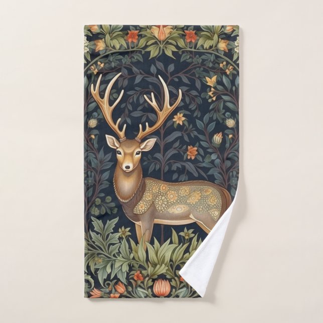 Art nouveau deer in the garden hand towel (Hand Towel)