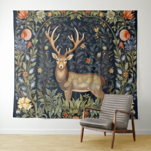 Art nouveau deer in the garden tapestry