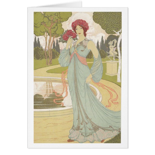 Art Nouveau design - Girl with Roses (Front)