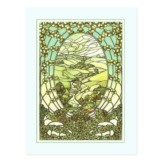Art nouveau design greeting card. postcard
