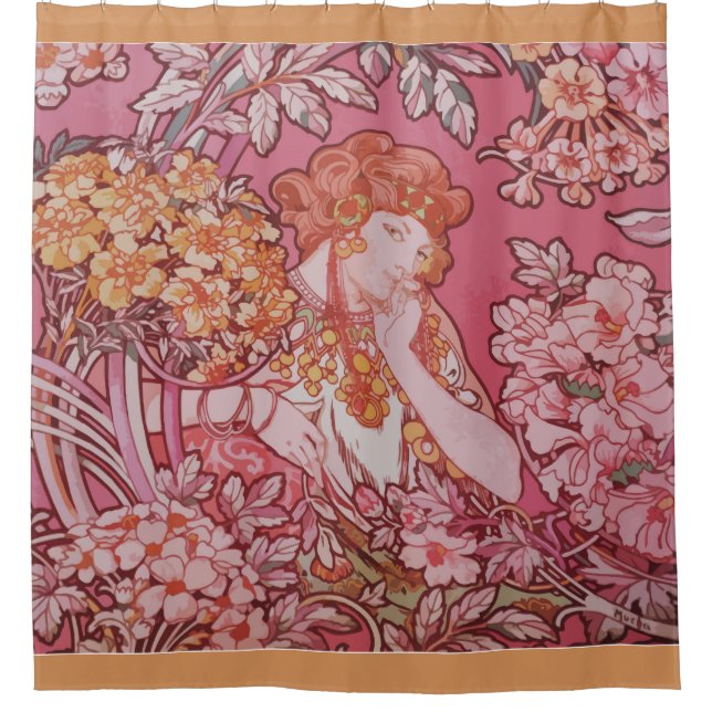 Art Nouveau design Shower Curtain (Front)