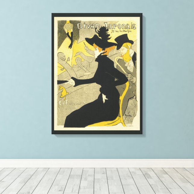 Art Nouveau, Divan Japonais by Toulouse Lautrec Canvas Print (Insitu(Wood Floor))