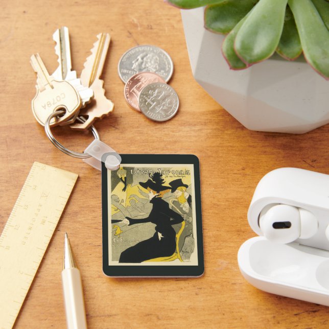 Art Nouveau, Divan Japonais by Toulouse Lautrec Keychain (Desk)