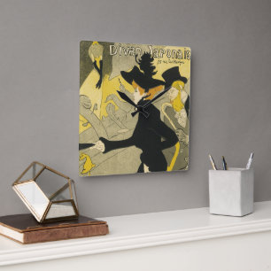 Art Nouveau, Divan Japonais by Toulouse Lautrec Square Wall Clock