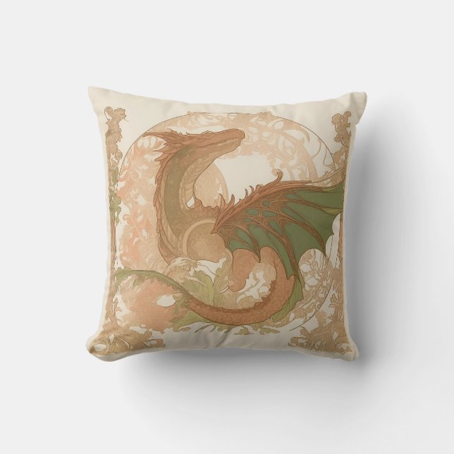 Art Nouveau - Dragon Throw Pillow (Front)