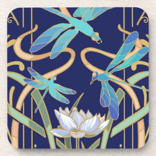 Art Nouveau Dragonflies Pattern Coaster