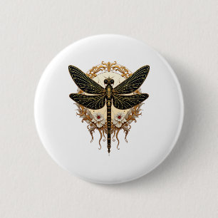 Art Nouveau Dragonfly Elegant Steampunk 2 Inch Round Button