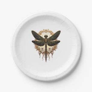 Art Nouveau Dragonfly Elegant Steampunk Paper Plate