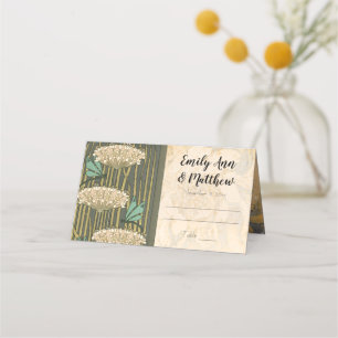 Art Nouveau Dragonfly Lily Pad Wedding Place Card