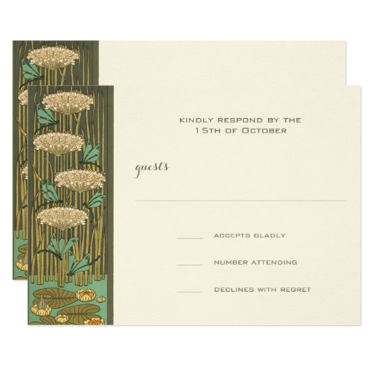Art Nouveau Dragonfly Lilypad Response Card