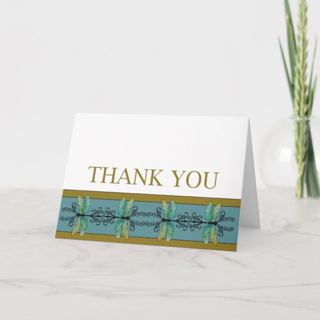 Art Nouveau Dragonflys Thank You Notes (Front)