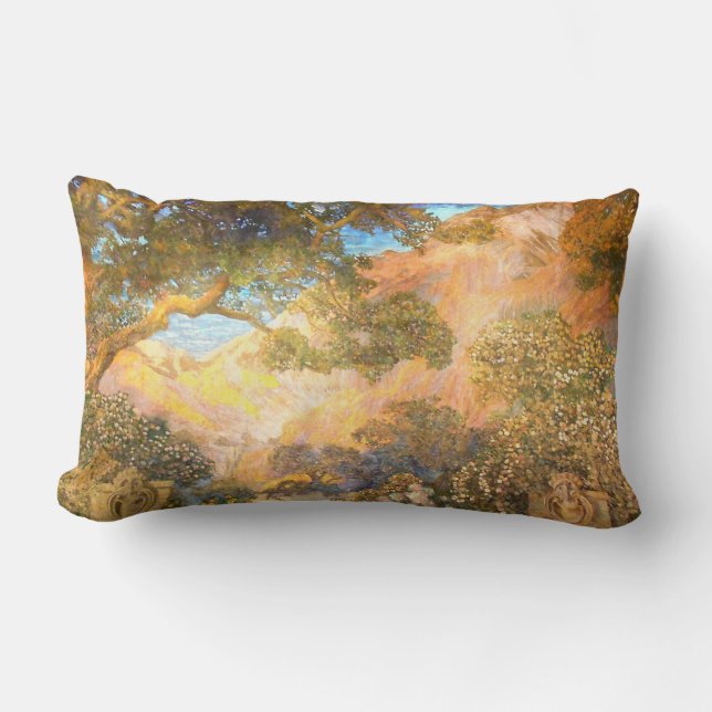 Art Nouveau Dream Garden by Maxfield Parrish Lumbar Pillow (Front)