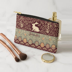 Art Nouveau Easter Bunny Decorative Eggs Burgundy Accessory Pouch