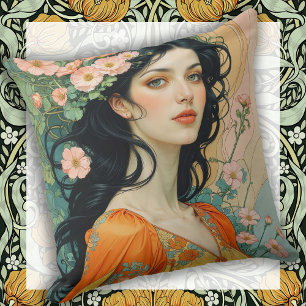 Art Nouveau Elegance for Your Sofa Throw Pillow