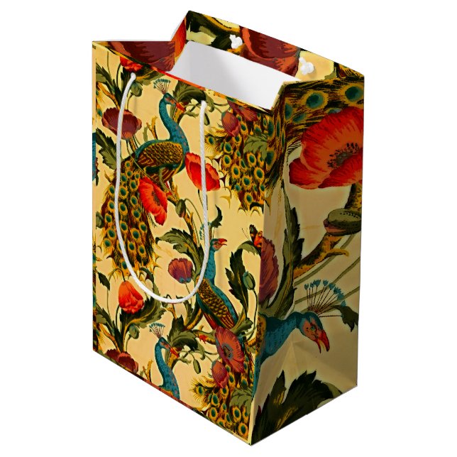 Art Nouveau Elegance: Sidewall, The Peacock, 1896 Medium Gift Bag (Back Angled)