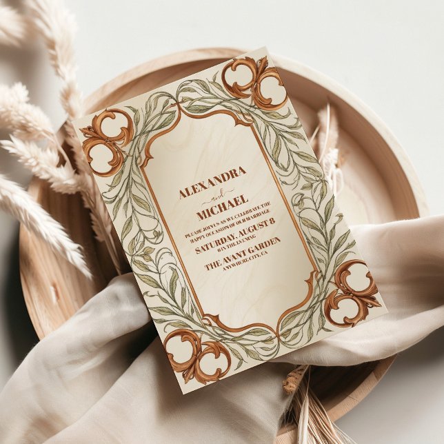 Art Nouveau Elegant Botanical Wedding Invitation (Creator Uploaded)