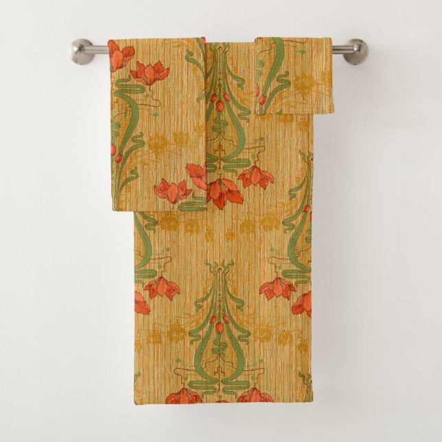 Art nouveau élégant fleurs de pavot floral victori (En situation)