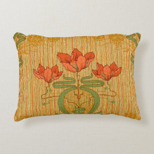 Art nouveau elegant floral poppy flowers victorian accent pillow